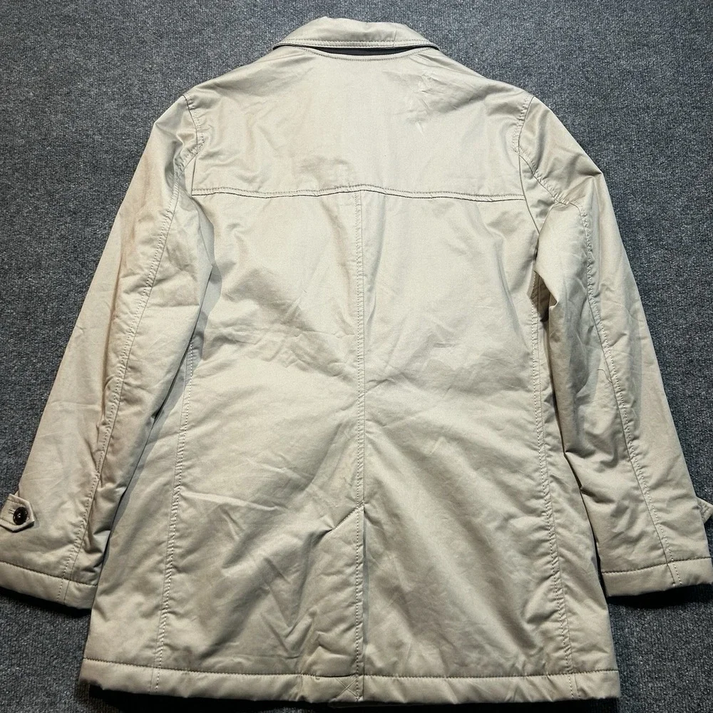 Zara Man Hidden Button Car Coat Technical Trench Jacket Beige Mens Sz XL